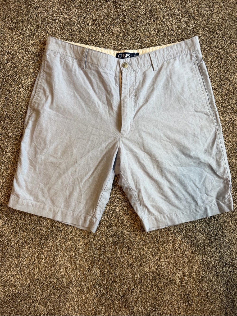 Chaps Men's Light Gray Flat Front Cotton Shorts